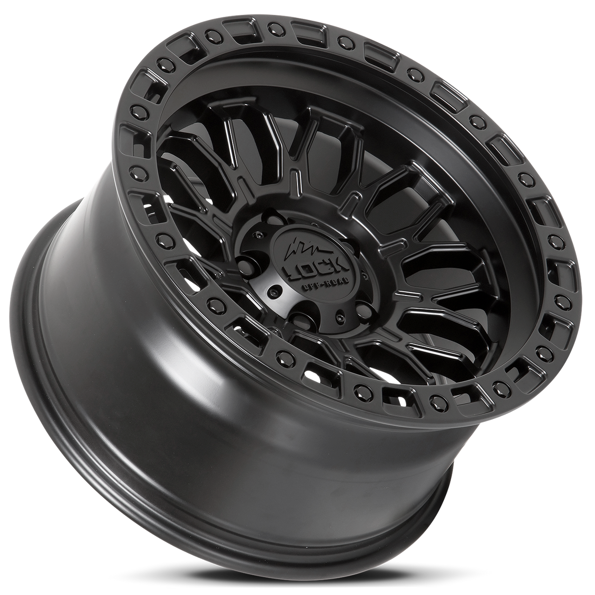 17x9 Lock Off-Road Combat Matte Black With Matte Black Ring Wheel 5x5 (-12mm)