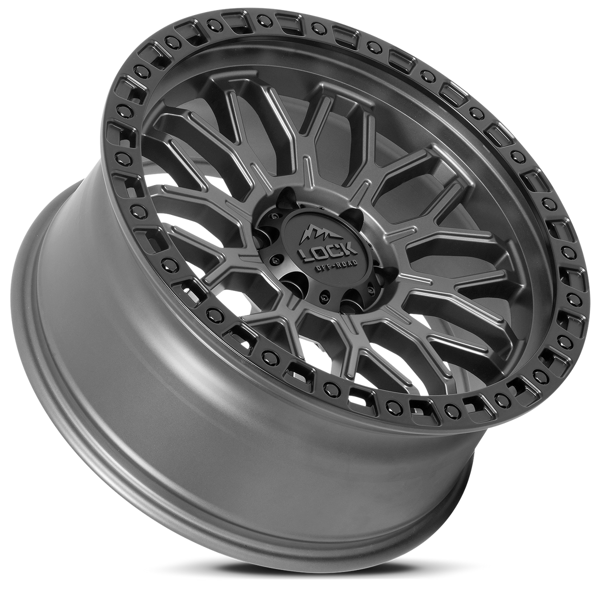 20x10 Lock Off-Road Combat Matte Grey With Matte Black Ring Wheel 6x5.5 (-18mm)