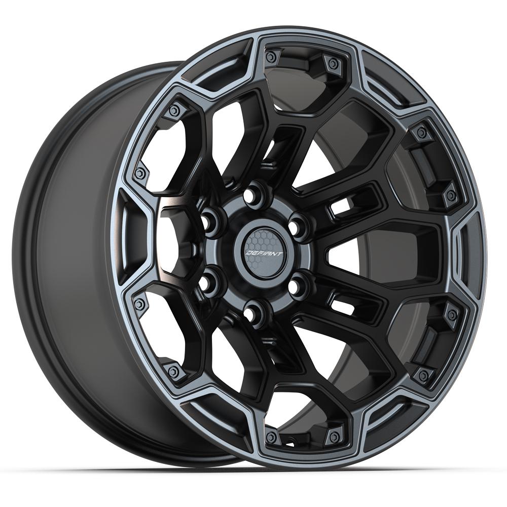 18x9 DEFIANT DF03 Satin Black with Dark Satin Charcoal Wheel 6x5.5 (-12mm)