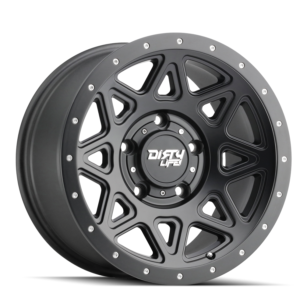 16x8 Dirty Life 9305 Theory Matte Black W/ Matte Black Lip Wheel 5x4.5 (0mm)