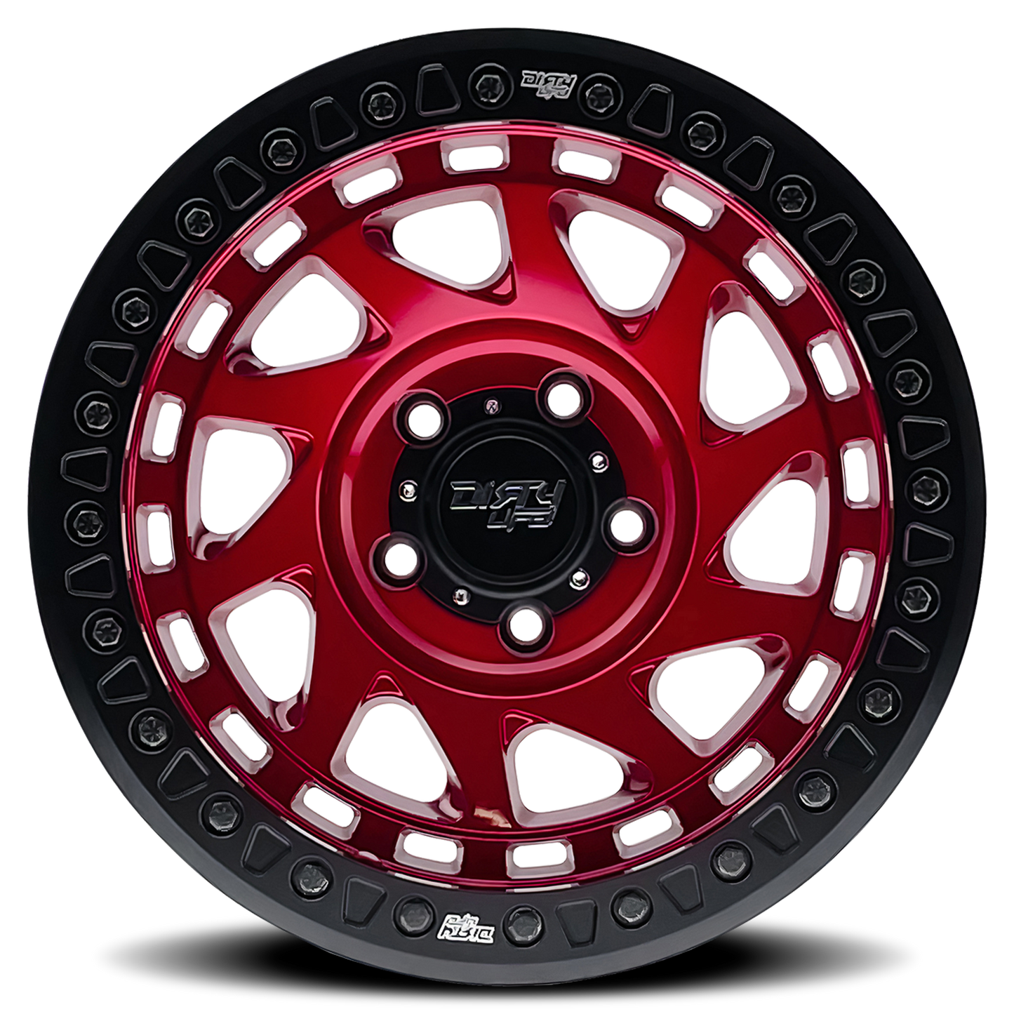 17x9 Dirty Life 9313 Enigma Race Crimson Candy Red BEADLOCK Wheel 8x6.5 (-12mm)