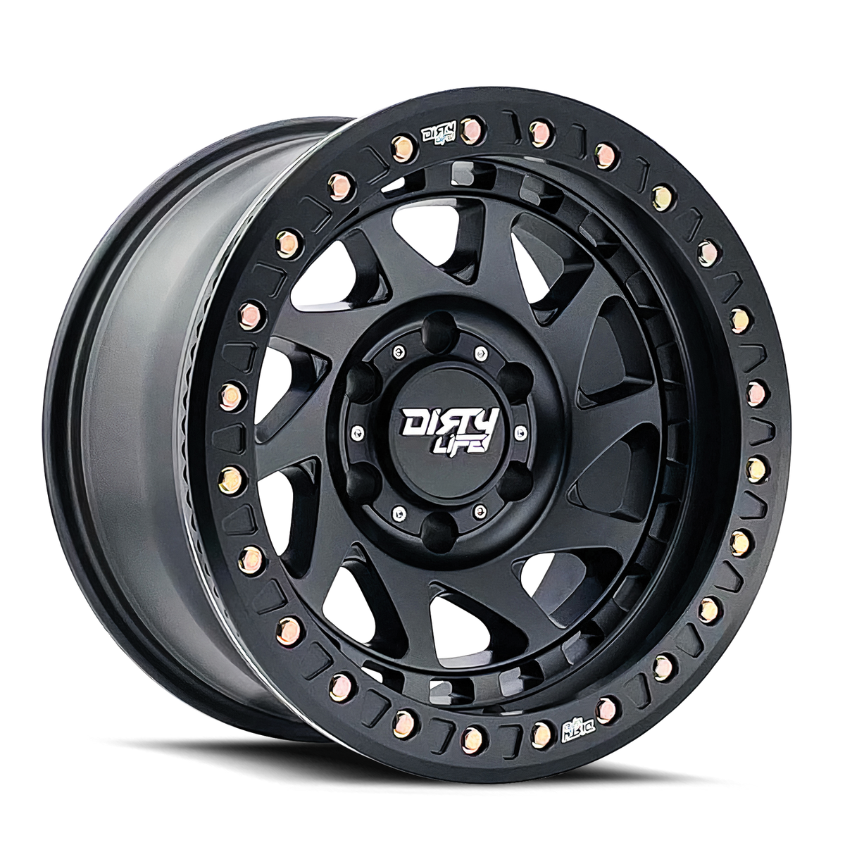 17x9 Dirty Life 9313 Enigma Race Matte Black BEADLOCK Wheel 5x5 (-38mm)