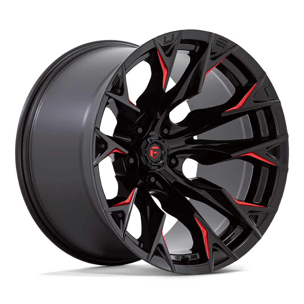20x12 Fuel D823 Flame Gloss Black Milled W/ Candy Red Wheel 5x5 (-44mm)