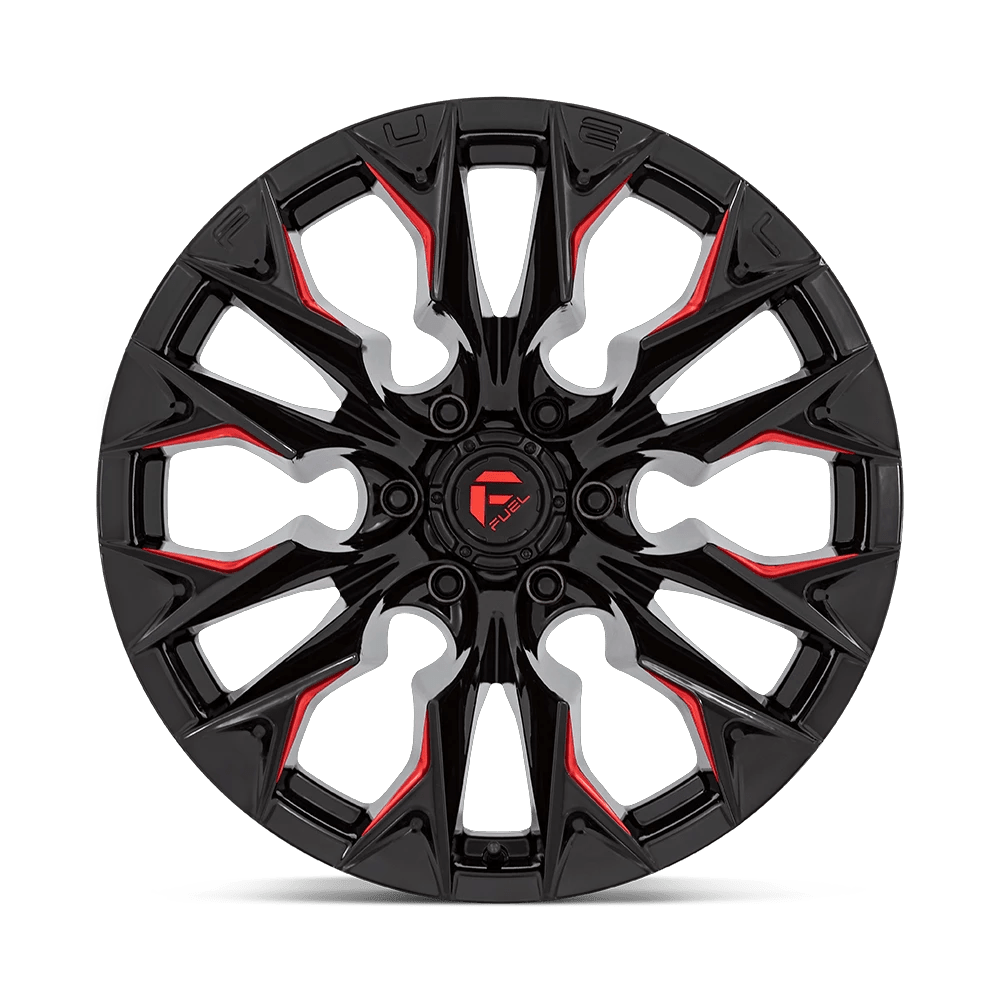20x9 Fuel D823 Flame Gloss Black Milled With Candy Red Wheel 5x5.5 (1mm)