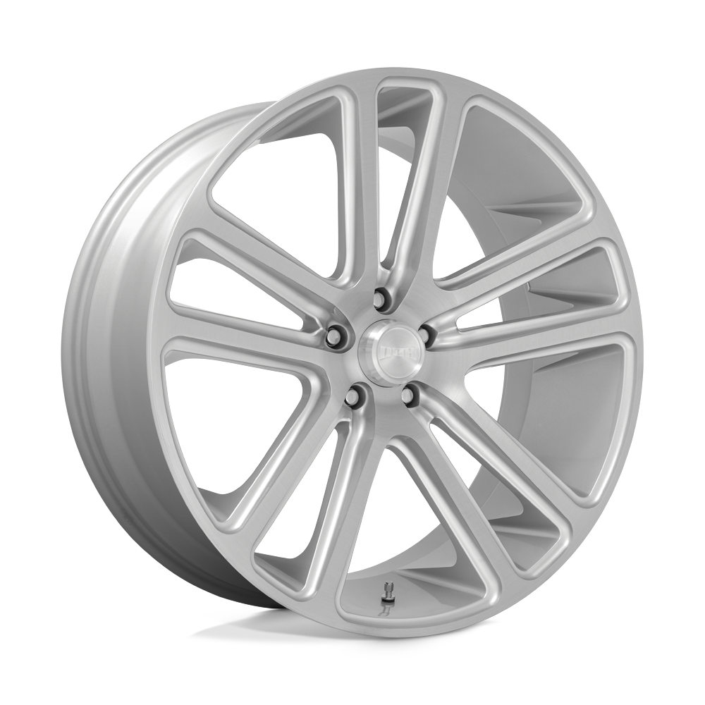 24x10 DUB S257 Flex Gloss Silver Brushed Face Wheel 5x5 (10mm)