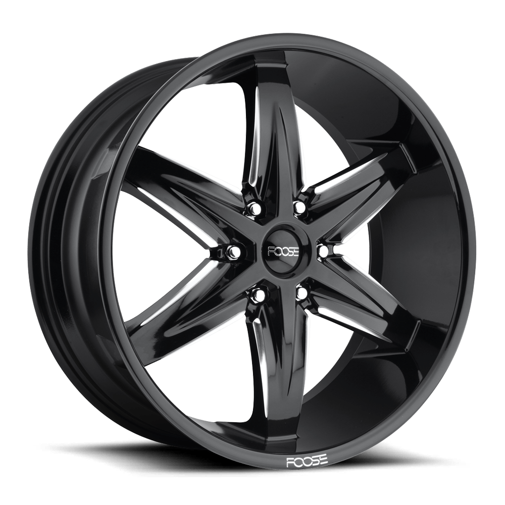 22x9.5 Foose F162 SLIDER GLOSS BLACK MILLED Wheel 6x135 (30mm)