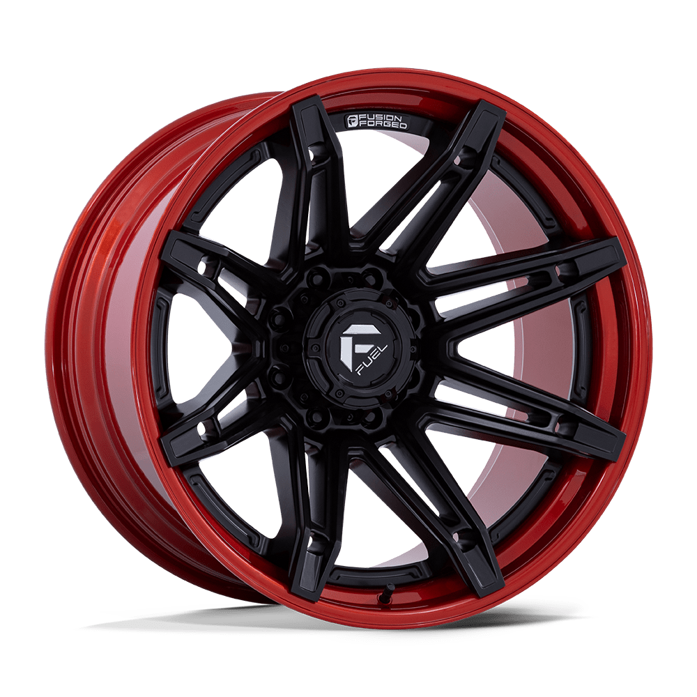 22x12 Fuel FC401 Brawl Matte Black With Candy Red Lip Wheel 6x135 (-44mm)