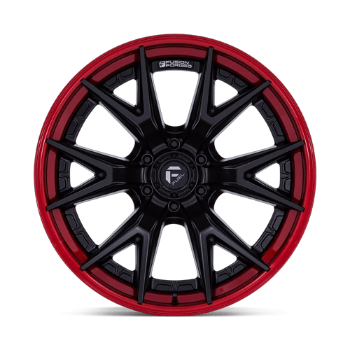 24x12 Fuel FC402 Catalyst Matte Black With Candy Red Lip Wheel 6x135 (-44mm)