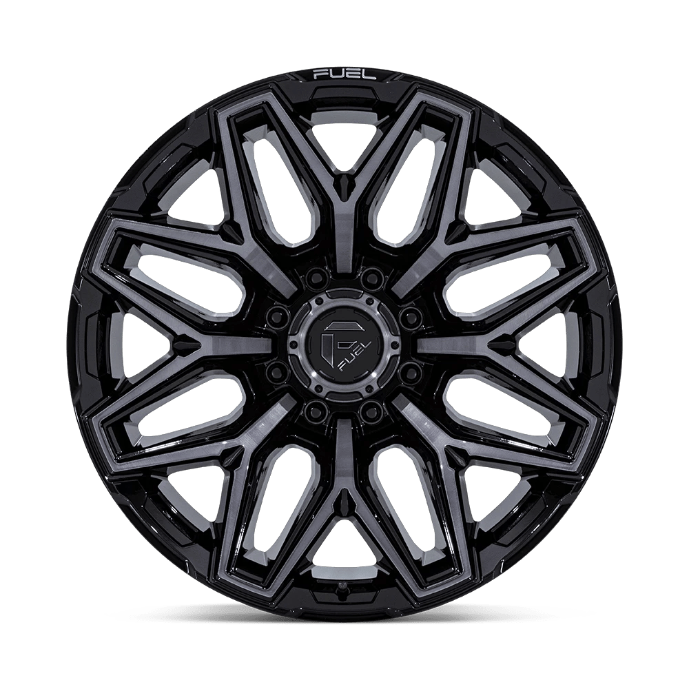 22x12 Fuel FC854 Flux Gloss Black Brushed Face W/ Gray Tint Wheel 8x6.5 (-44mm)