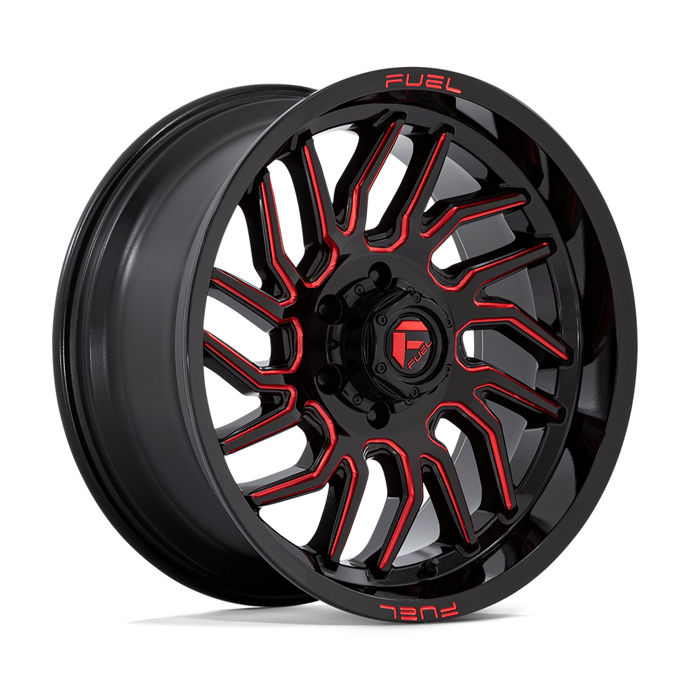 20x9 Fuel D808 Hurricane Gloss Black Milled Red Tint Wheel 6x135 (1mm)