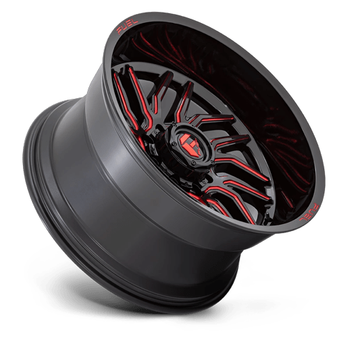 24x12 Fuel D808 Hurricane Gloss Black Milled Red Tint Wheel 5x150 (-44mm)