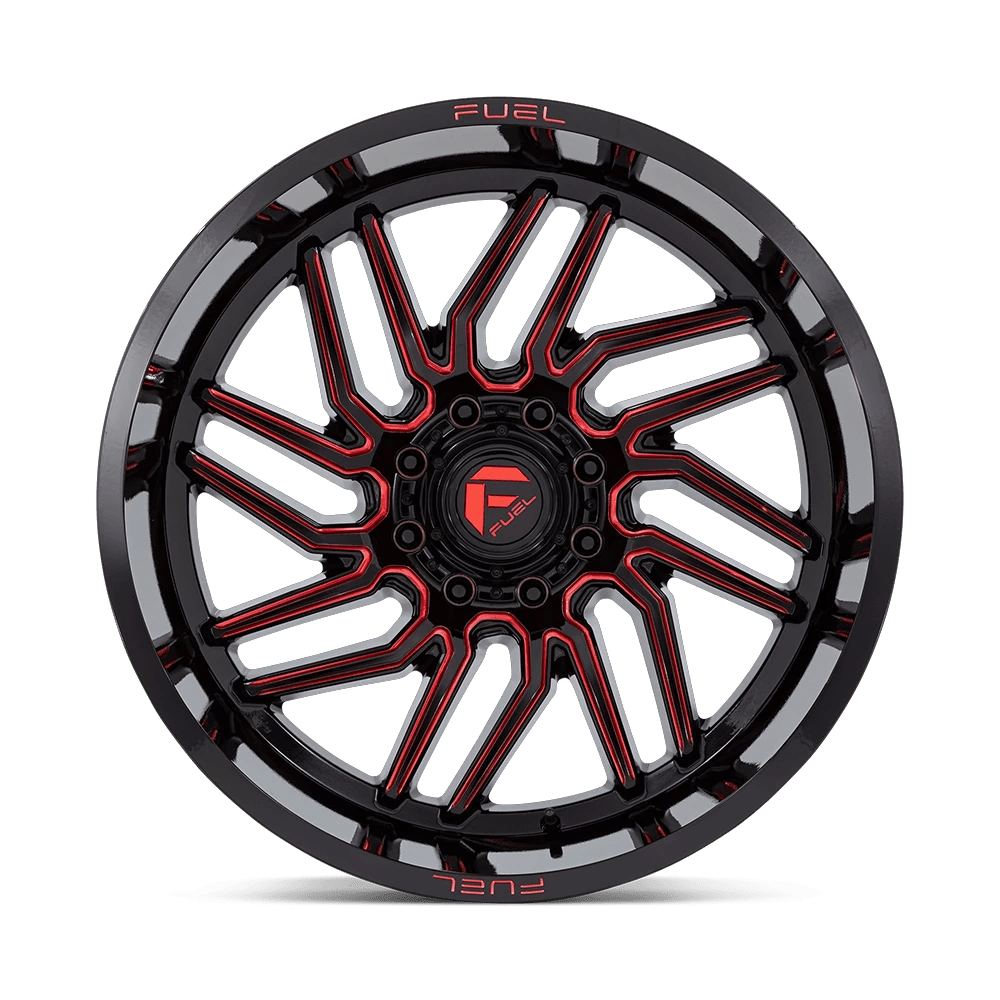24x12 Fuel D808 Hurricane Gloss Black Milled Red Tint Wheel 8x170 (-44mm)