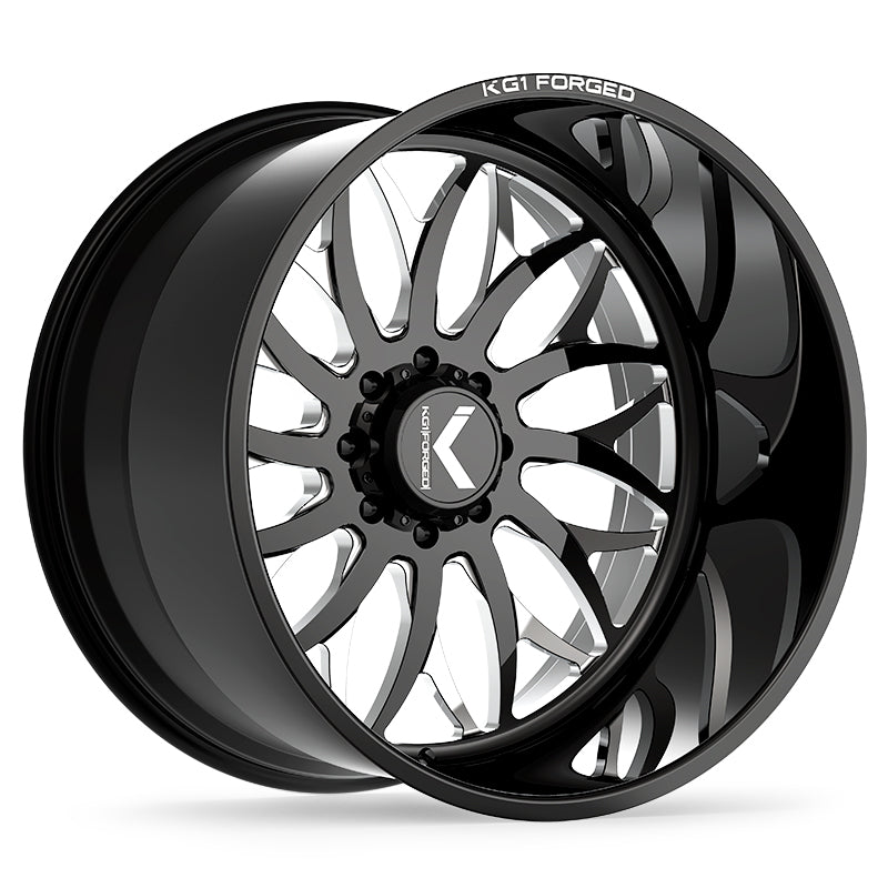 24x14 KG1 KF022 Galactic Gloss Black Premium Milled FORGED Wheel 6x5.5 (-76mm)