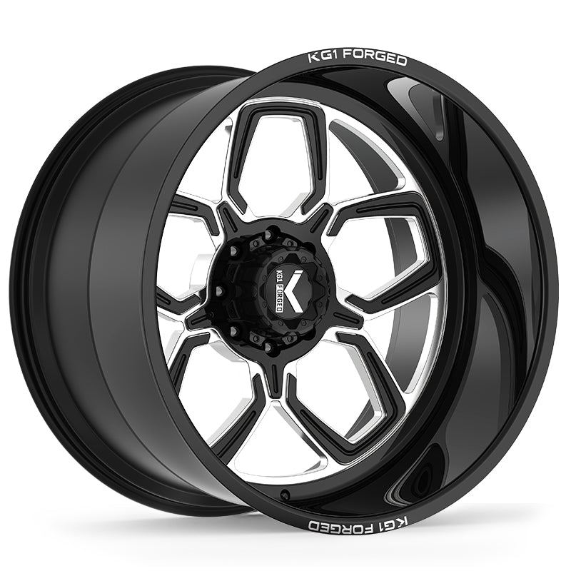 22x14 KG1 Forged KC016 Gear-5 Gloss Black Milled Wheel 8x170 (-76mm)