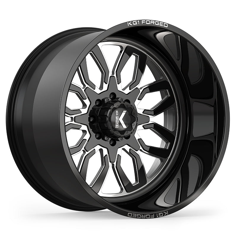 26x12 KG1 Forged KF015 Gear Gloss Black Milled Wheel 8x180 (-44mm)