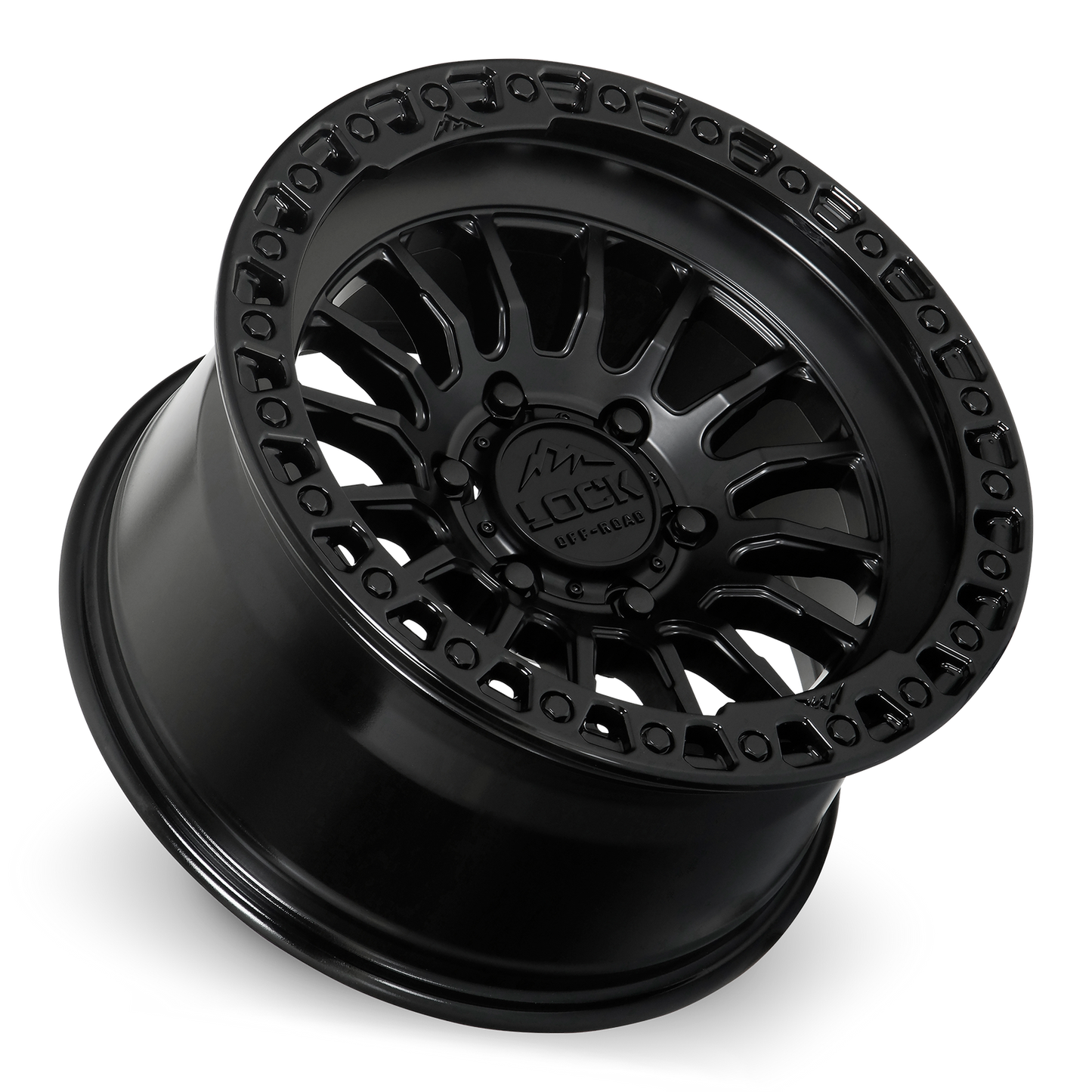17x9 Lock Off-Road Grit Matte Black With Gloss Black Ring Wheel 6x5.5 (1mm)