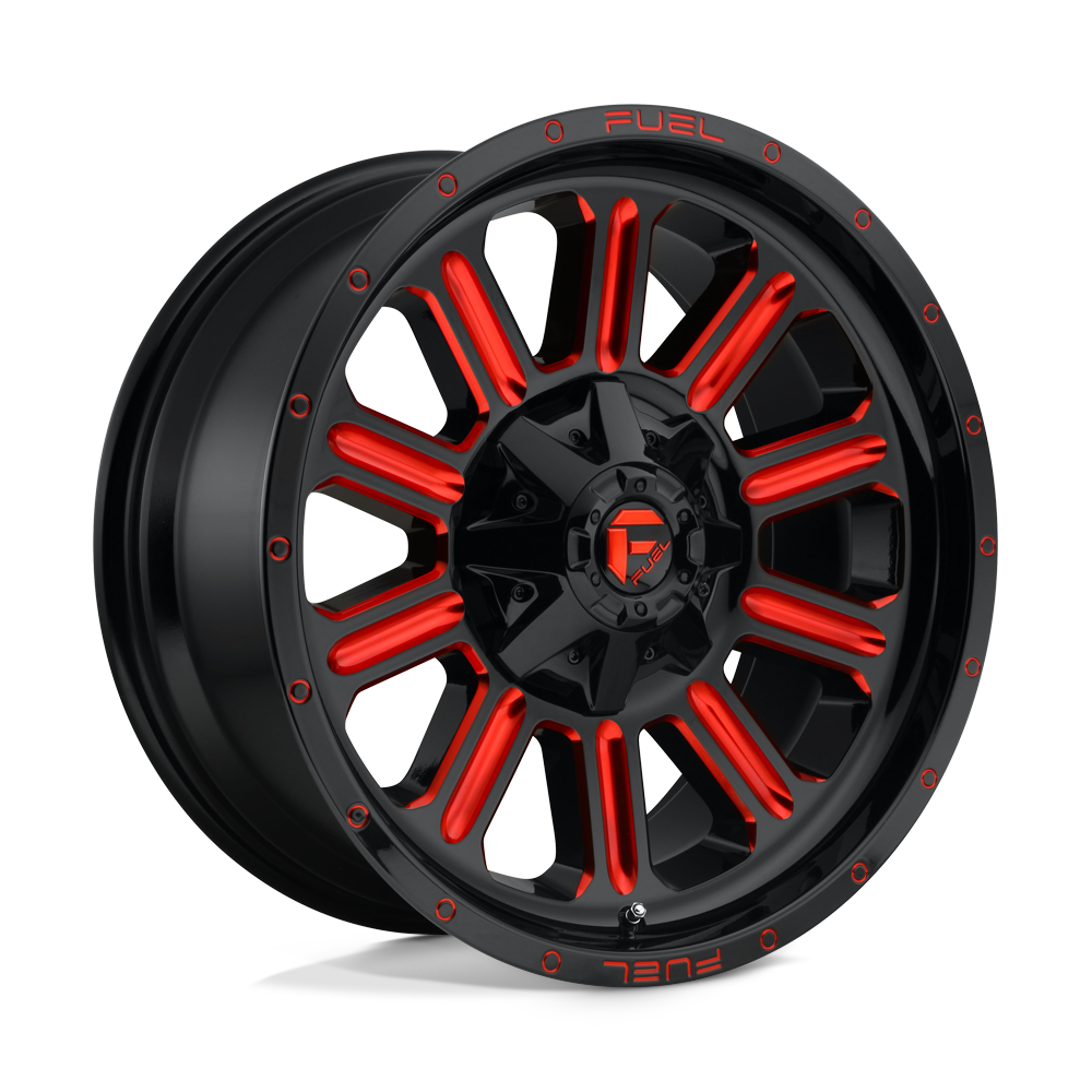 20x9 Fuel D621 HARDLINE GLOSS BLACK RED TINTED CLEAR Wheel 8x6.5 (1mm)