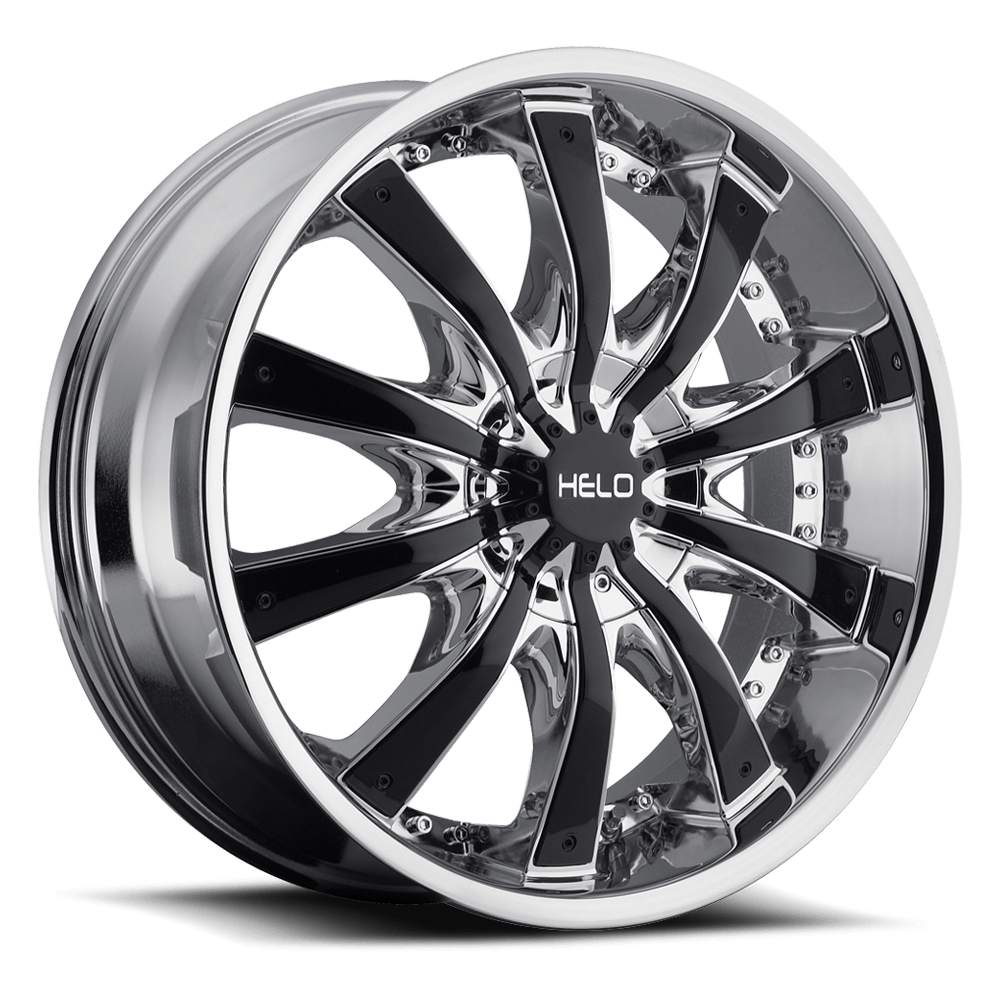 24x9.5 Helo HE875 Chrome Plated W/ Gloss Black Accents Wheel 5x4.75/5x5 (38mm)
