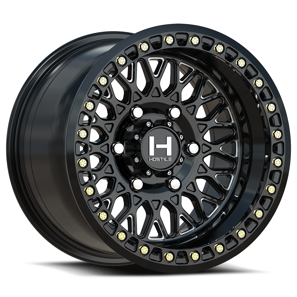 15x8 Hostile UTV H301 Jackal-Beadlock Blade Cut (Black Milled) Wheel 6x5.5 (0mm)