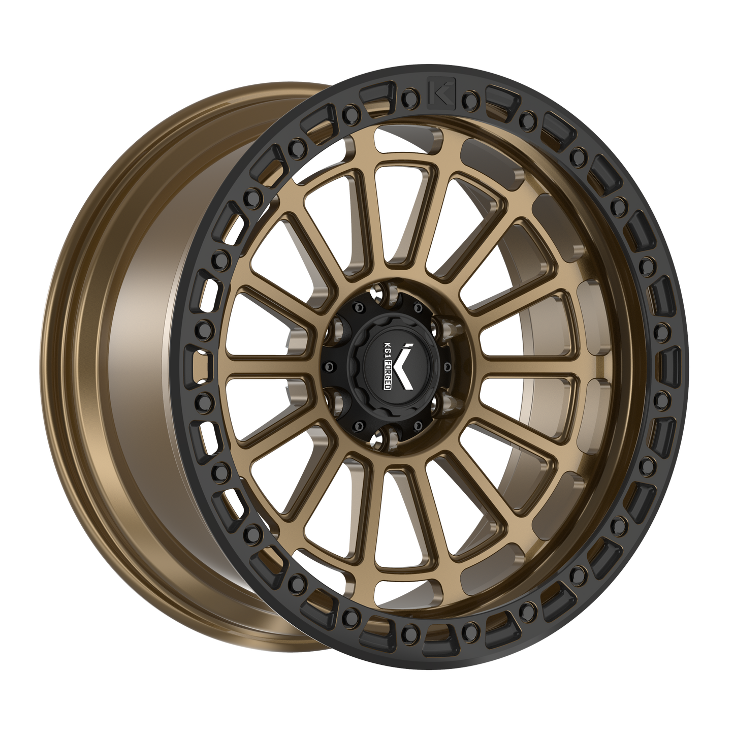 20x9.5 KG1 KO620 Lifter Bronze W/ Black Ring FORGED Wheel 6x135 (-12mm)