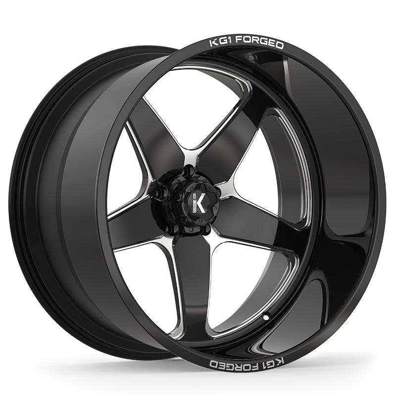 22x12 KG1 Forged KC001 Stella Gloss Black Milled FORGED Wheel 5x5 (-44mm)