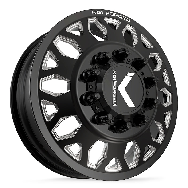 24x8.25 KG1 Forged KD002 Honor Black Mill DUALLY FRONT Wheel 10x285 (146/168mm)