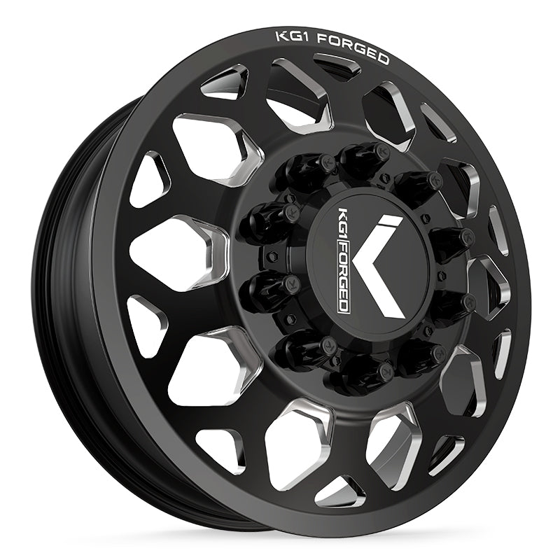 24x8.25 KG1 Forged KD006 Blitz Black Milled DUALLY FRONT Wheel 10x285 (145mm)