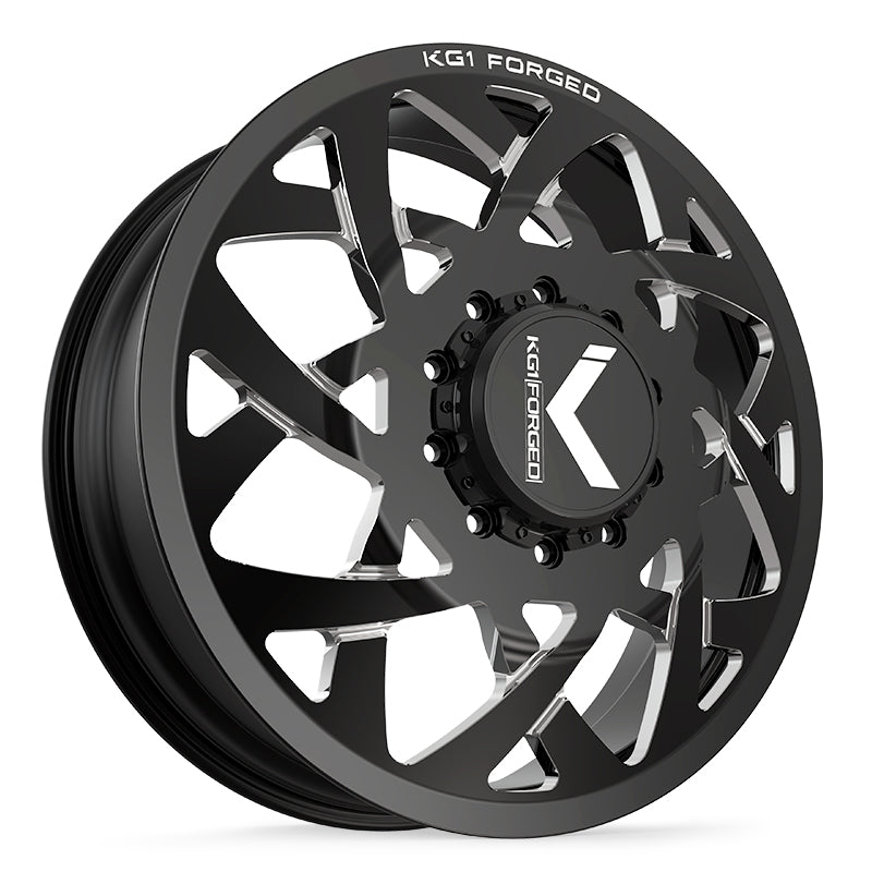 24x8.25 KG1 Forged KD008 Orbital Black Milled DUALLY FRONT Wheel 8x210 (145mm)