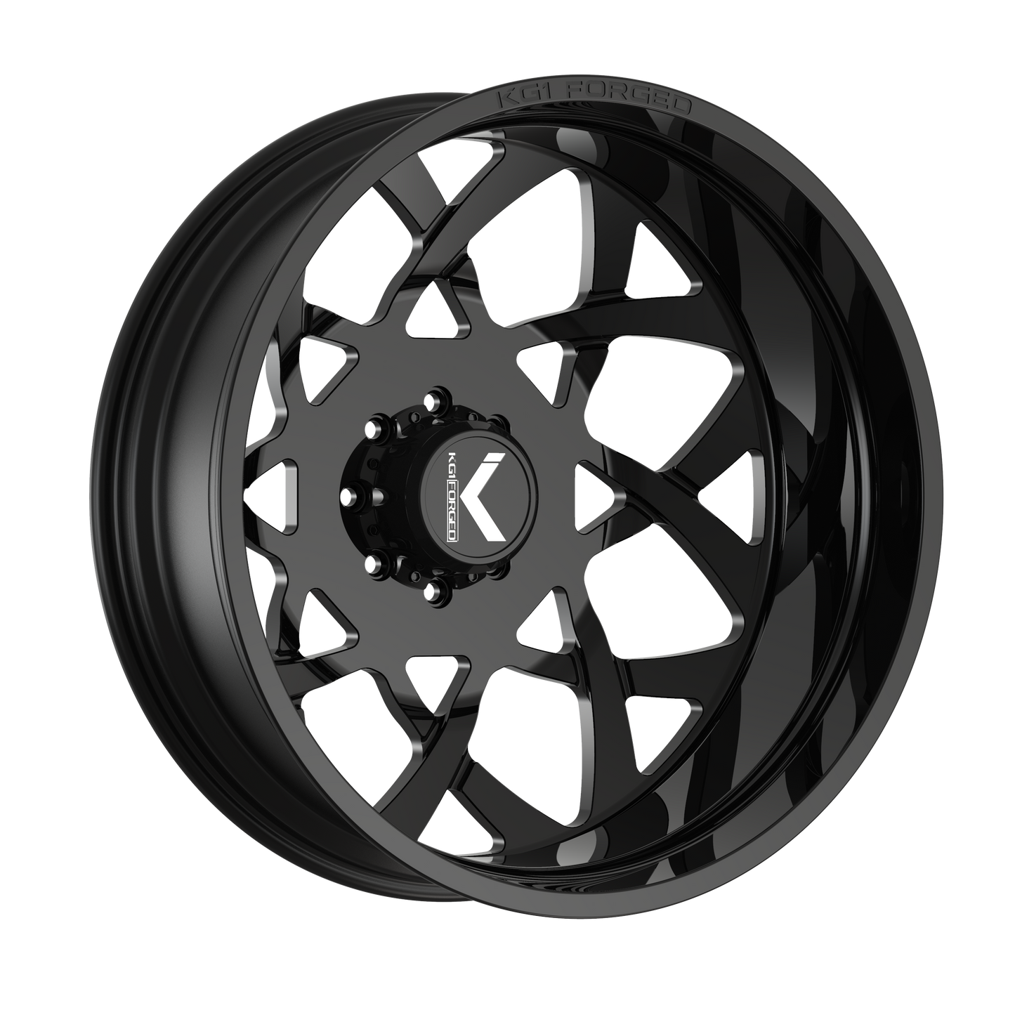 24x8.25 KG1 Forged KD008 Orbital Gloss Black DUALLY OUTER Wheel 8x200 (145mm)