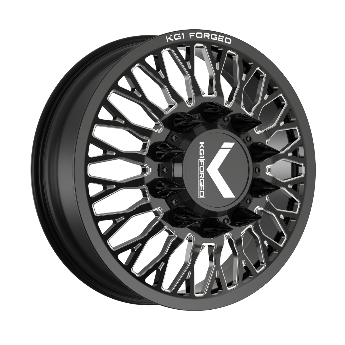 22x8.25 KG1 Forged KD049 Jacked-D Black Milled DUALLY FRONT Wheel 10x285 (145mm)