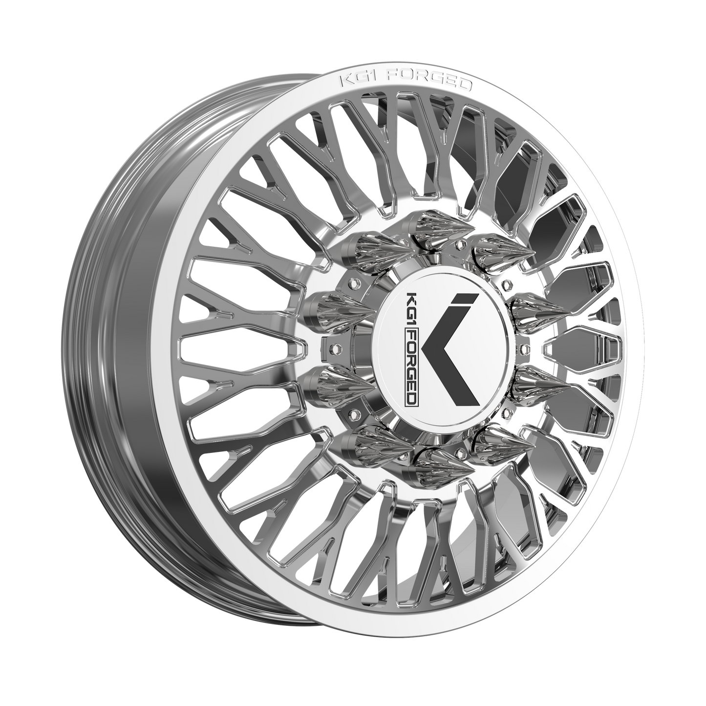22x8.25 KG1 Forged KD049 Jacked-D Polished DUALLY FRONT Wheel 10x225 (145mm)