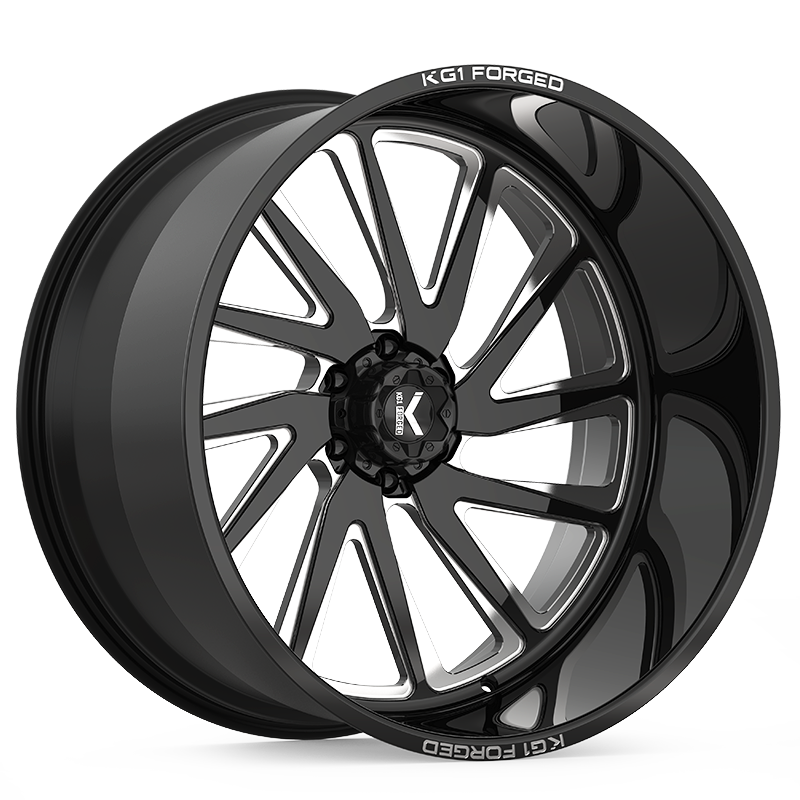 22x12 KG1 Forged KF004 Vile Gloss Black Milled FORGED Wheel 8x6.5 (-44mm)