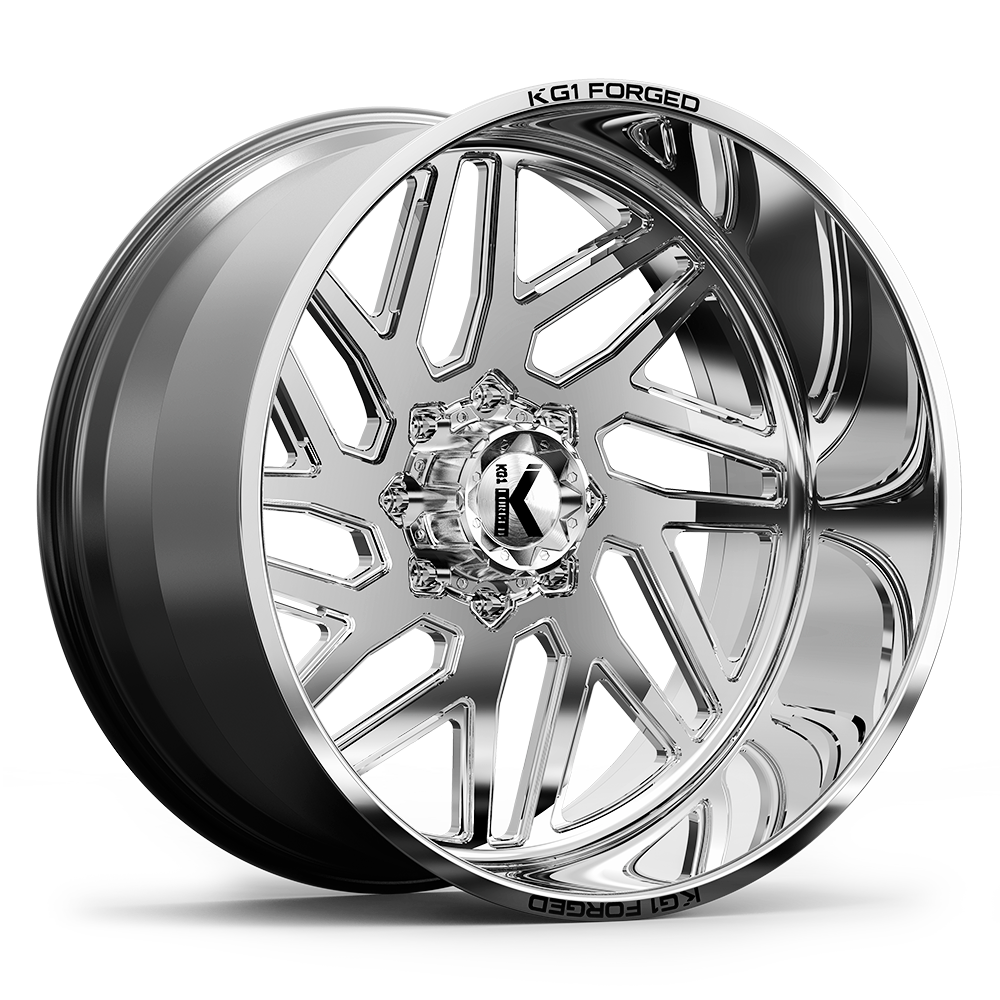 24x14 KG1 Forged KF009 Yaz Polished LEFT DIRECTIONAL Wheel 8x170 (-76mm)