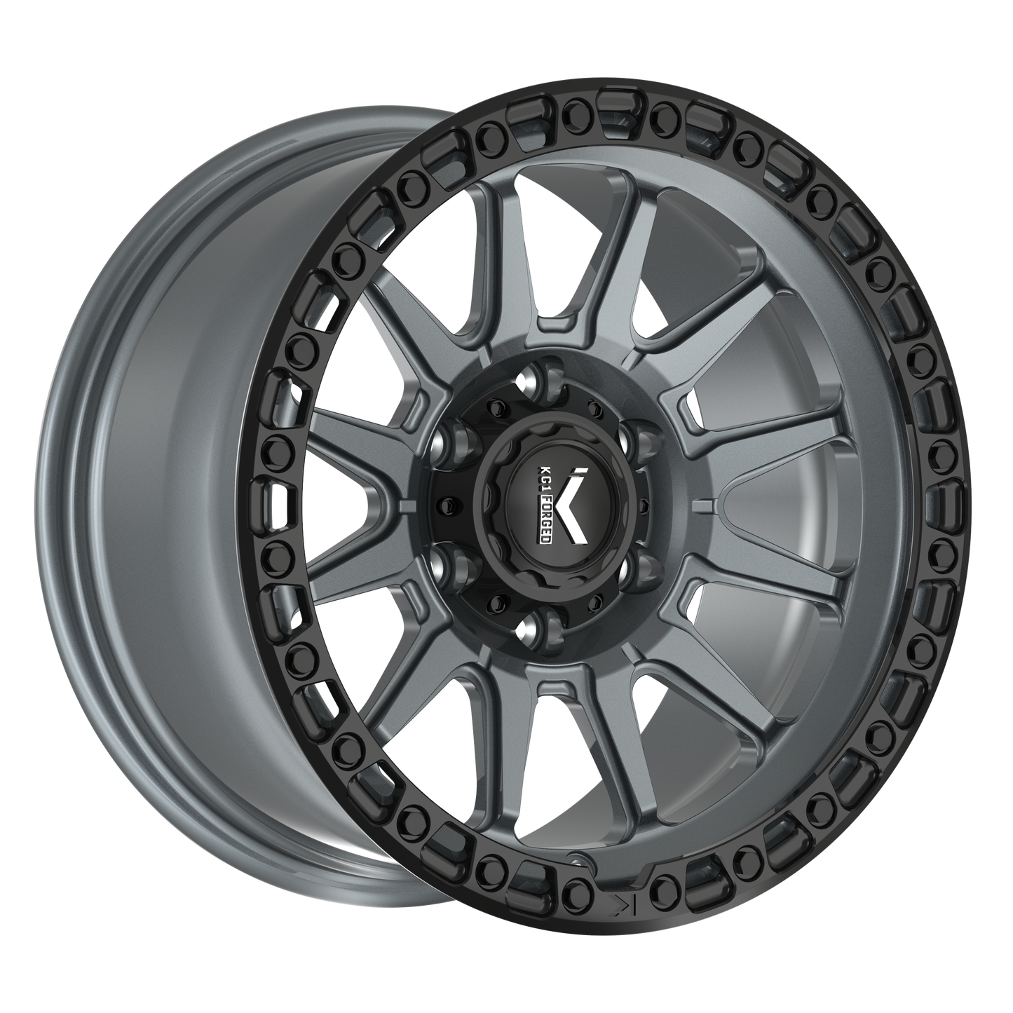 17x9 KG1 Forged KO105F Adrenaline Matte Anthracite Black Wheel 8x6.5 (-12mm)