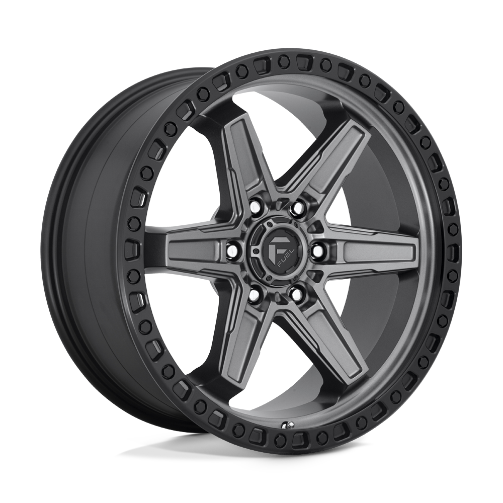 20x9 Fuel D698 KICKER MATTE GUN METAL BLACK BEAD RING Wheel 6x5.5 (20mm)