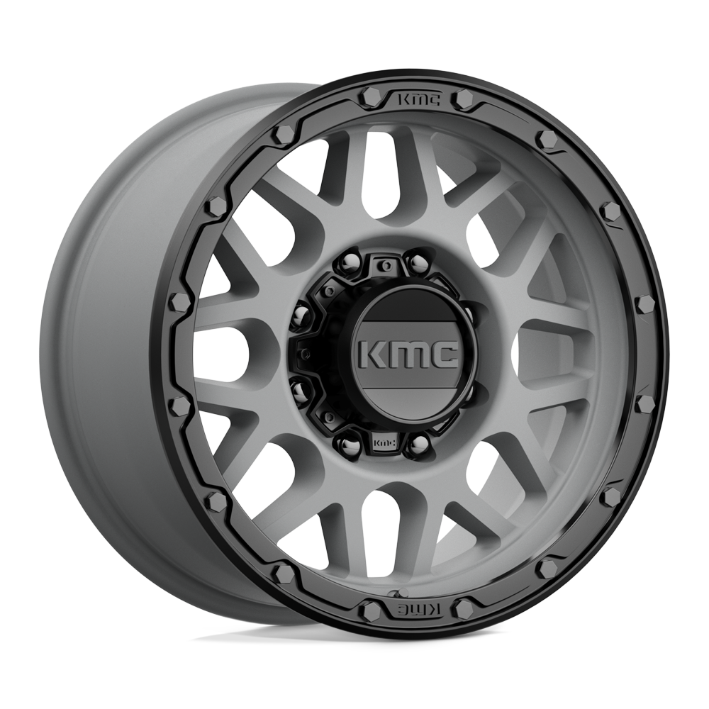 17x9 KMC KM535 GRENADE OFF-ROAD Matte Gray Matte Black Lip Wheel 8x180 (18mm)