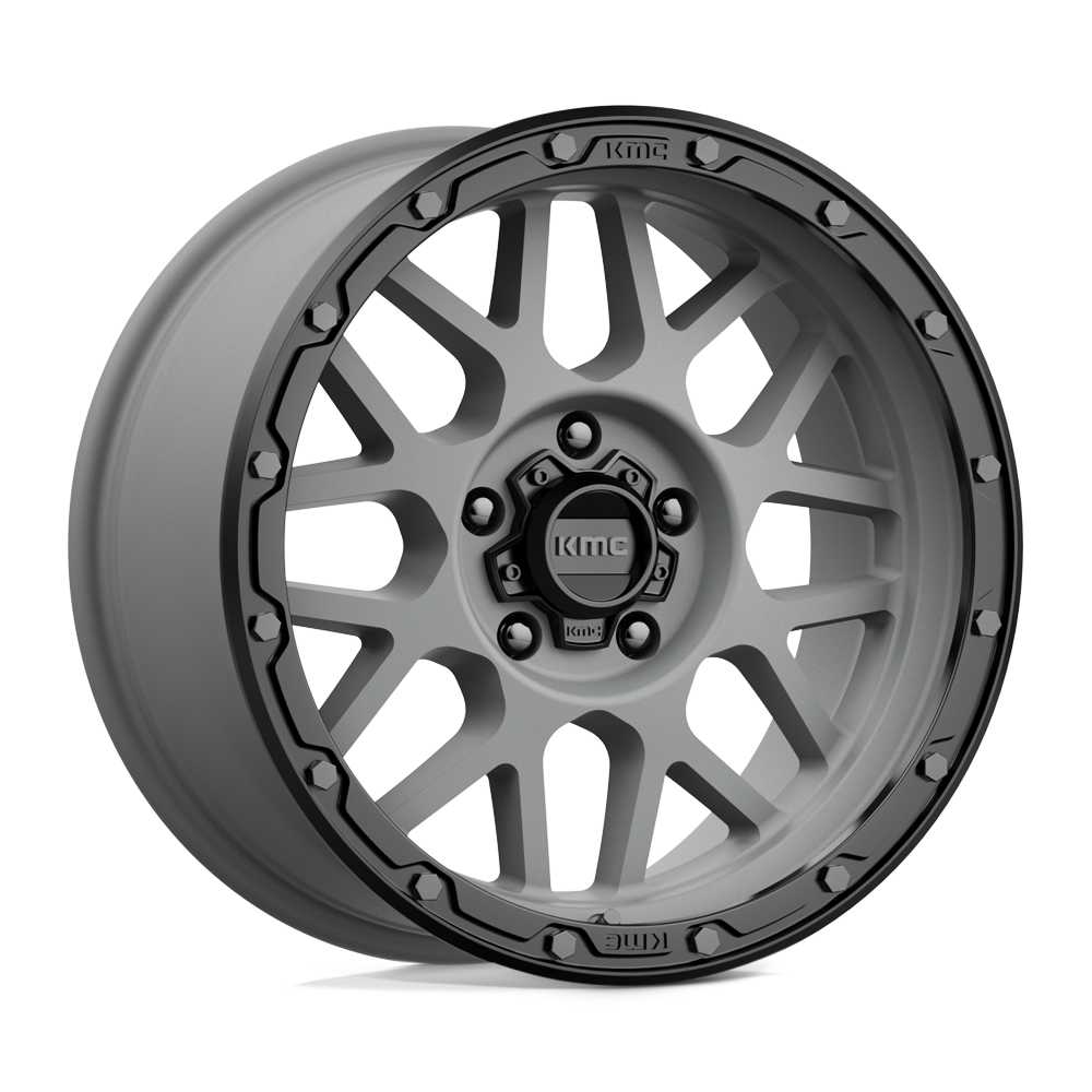 18x8.5 KMC KM535 GRENADE OFF-ROAD Matte Gray Matte Black Lip Wheel 5x5.5 (0mm)