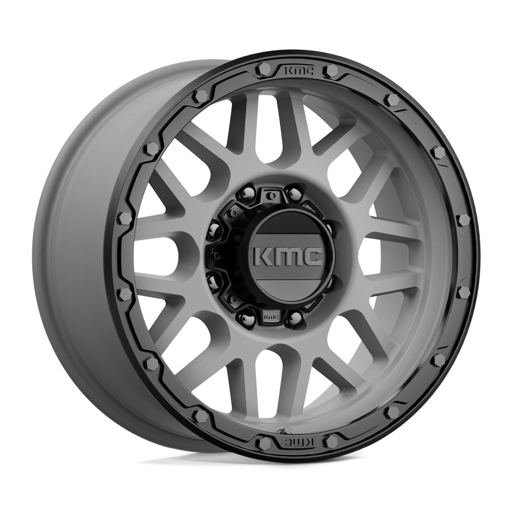 18x8.5 KMC KM535 GRENADE OFF-ROAD Matte Gray Matte Black Lip Wheel 8X6.5 (0mm)