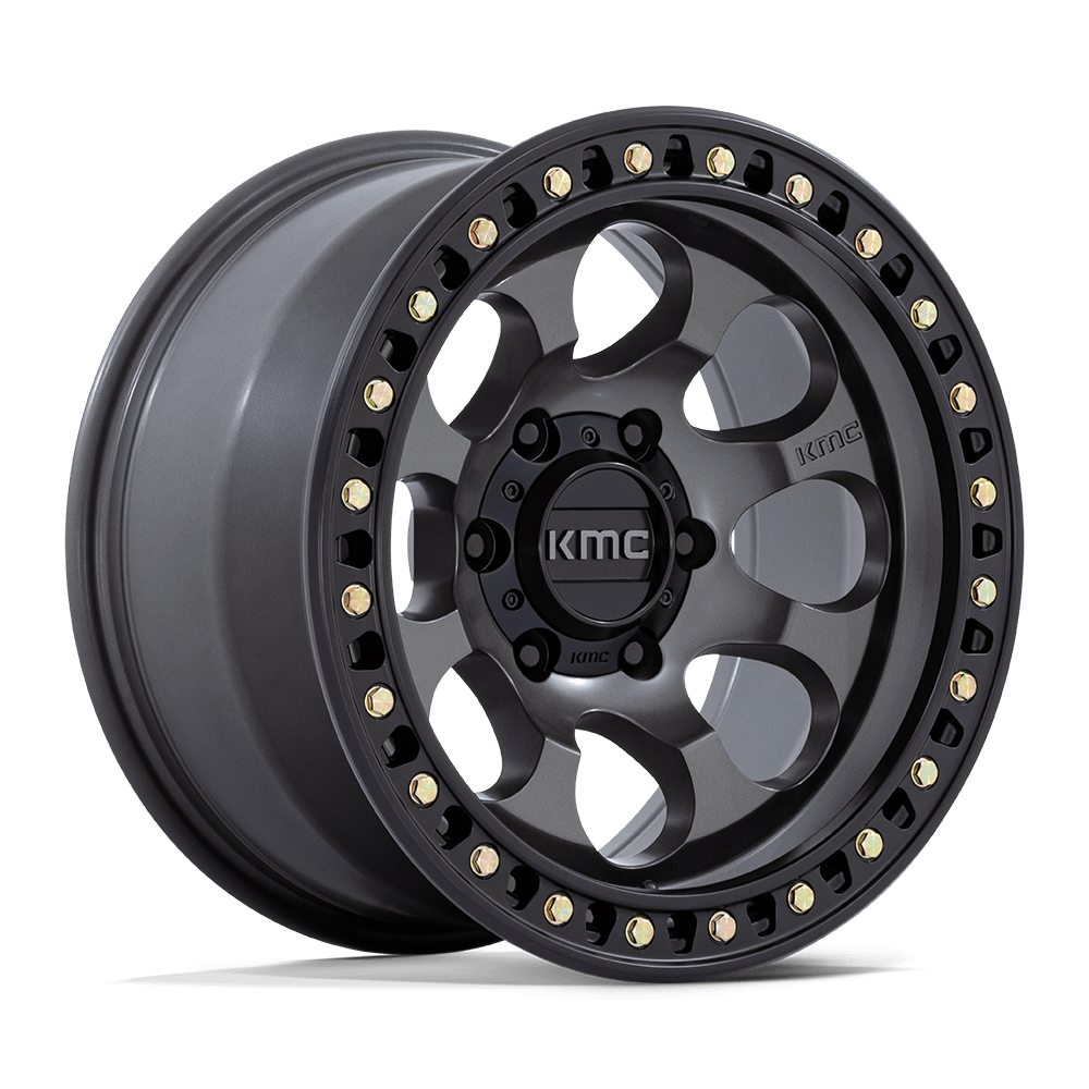 17x8.5 KMC KM550 Riot SBL Anthracite With Satin Black Lip Wheel 6x5.5 (10mm)