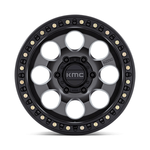 17x8.5 KMC KM550 Riot SBL Anthracite With Satin Black Lip Wheel 6x135 (10mm)