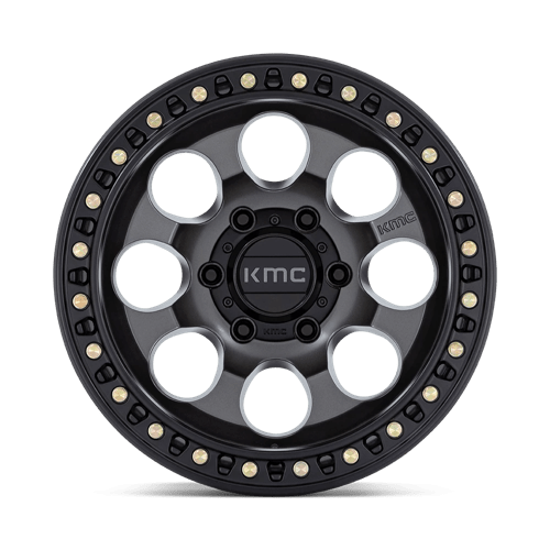 17x9 KMC KM550 Riot SBL Anthracite With Satin Black Lip Wheel 6x135 (-12mm)