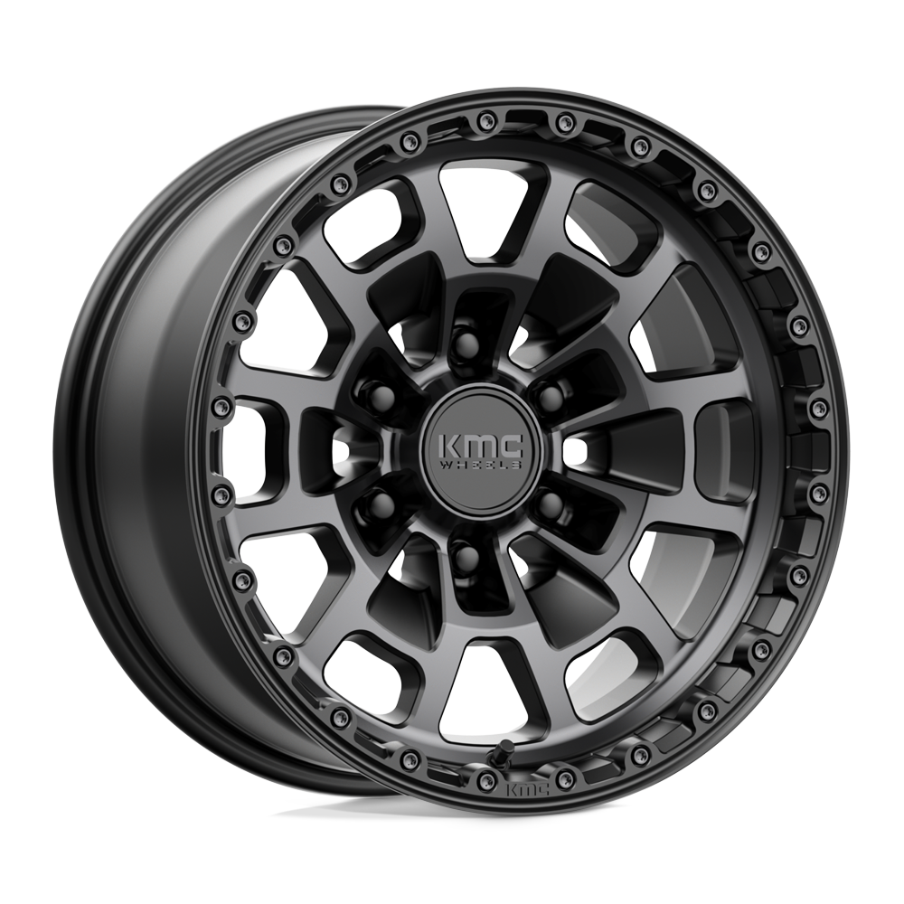 17x8.5 KMC KM718 SUMMIT Satin Black With Gray Tint Wheel 6x5.5 (0mm)