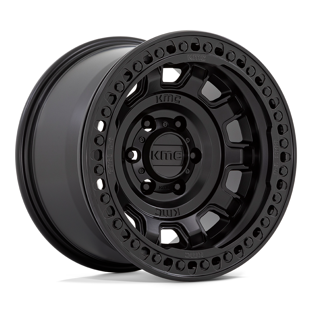 17x9 KMC KM236 TANK BEADLOCK Satin Black Wheel 5x5 (-15mm)
