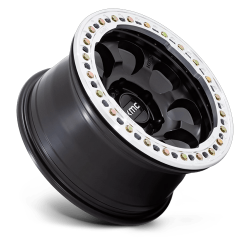 17x8.5 KMC KM237 Riot Satin Black With Machined Ring BEADLOCK Wheel 6x135 (0mm)
