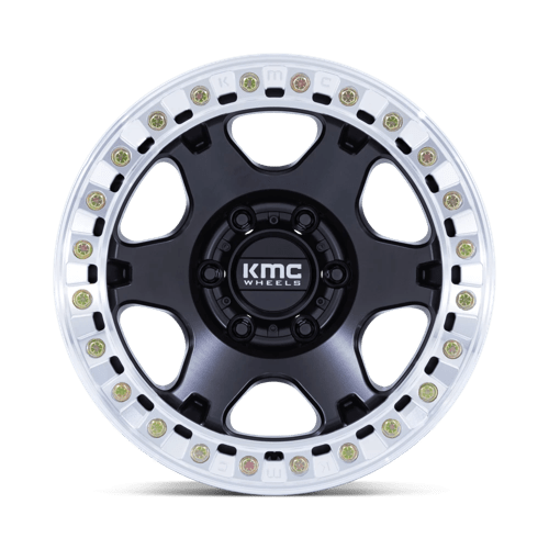 17x9 KMC KM238 VI BEADLOCK Satin Black W/ Machined Ring Wheel 5x5 (-12mm)