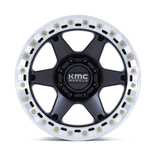 20x10 KMC KM238 VI BEADLOCK Satin Black W/ Machined Ring Wheel 6x5.5 (-48mm)