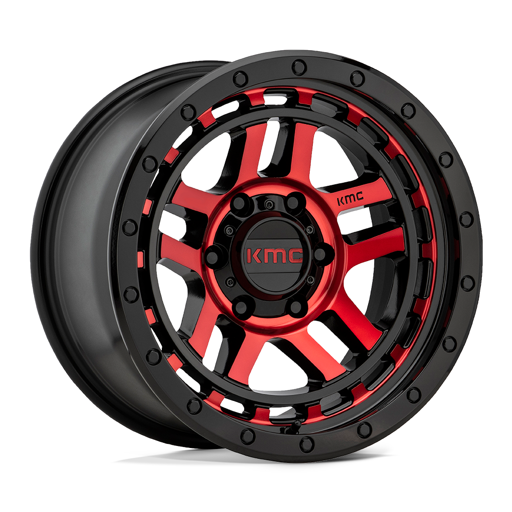 17x8.5 KMC KM540 RECON Gloss Black Machined W/ Red Tint Wheel 6x5.5 (18mm)