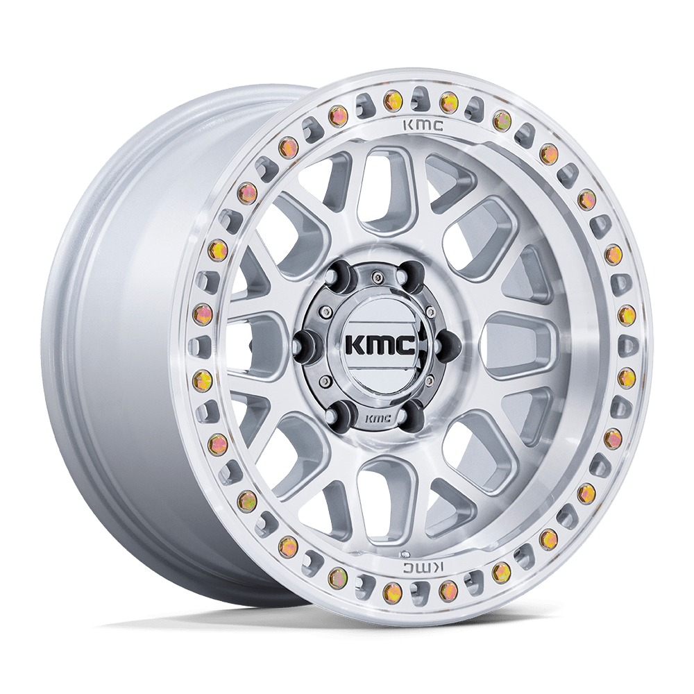 18x9 KMC KM549 GRS Gloss Silver W/ Machined Face Wheel 8x6.5 (18mm)