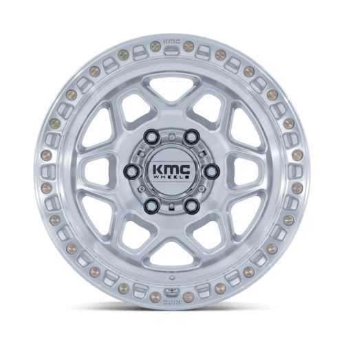 17x8.5 KMC KM553 Torx Gloss Silver W/ Machined Face Wheel 6x5.5 (0mm)