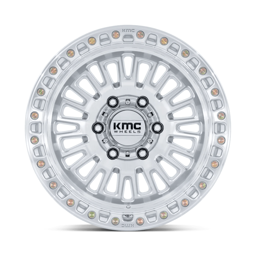 17x8.5 KMC KM554 Aztec Gloss Silver W/ Machined Face Wheel 5x5 (0mm)